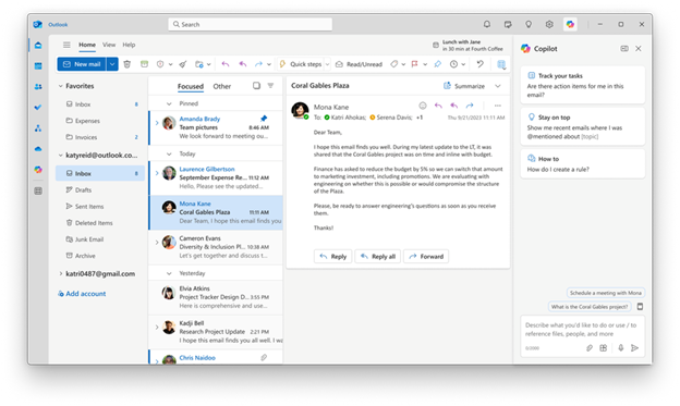 Interact with Copilot directly in Outlook