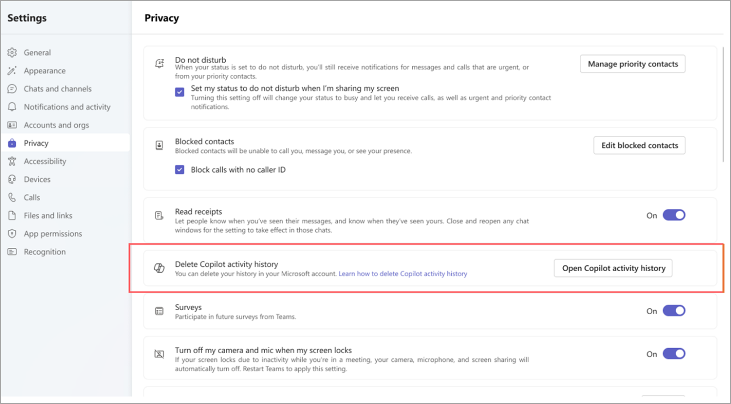 An easier way for users to delete Copilot activity history in their Microsoft Account 